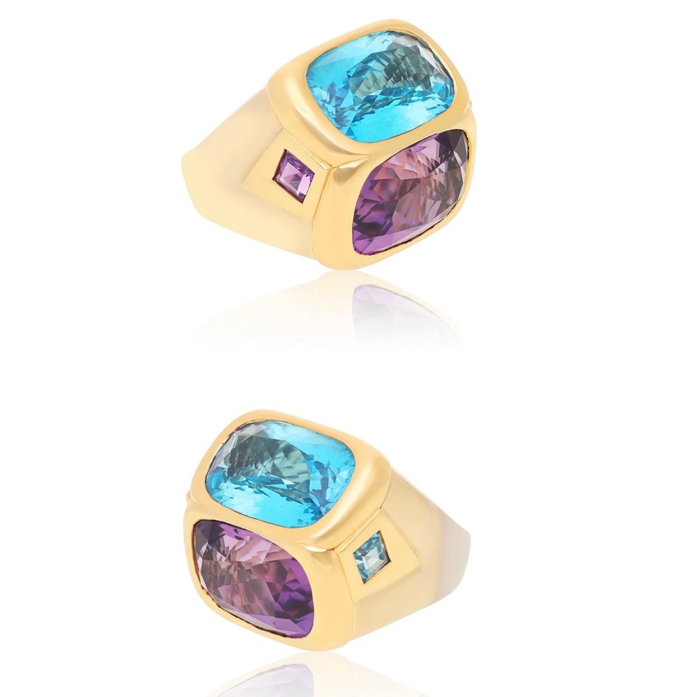 MARINA B, 18k two-tone gold and set with custom-cut gemstones ring siz 6-6.5